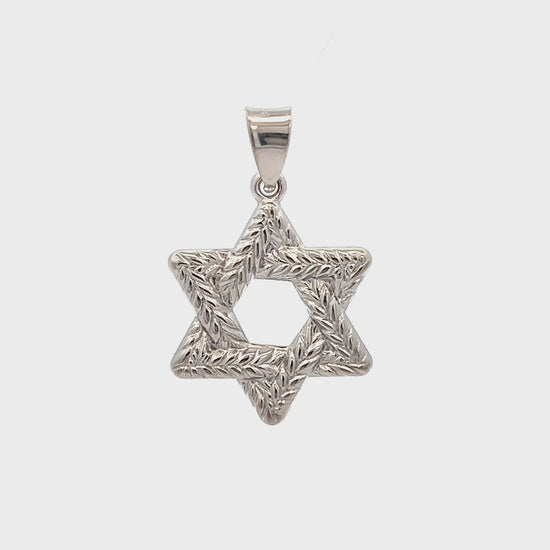 925 Bright Silver Braided Jewish Star L