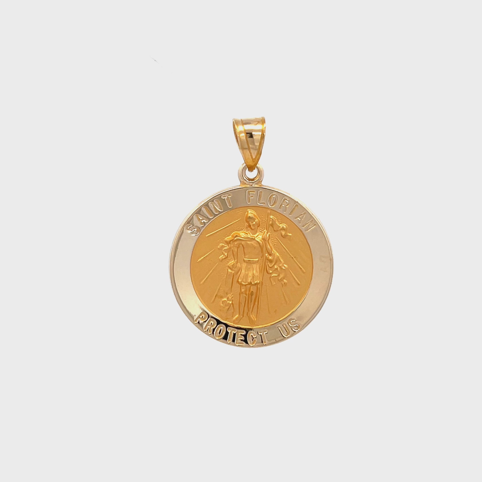 14K Yellow Gold Saint Florian Medal XL L M S