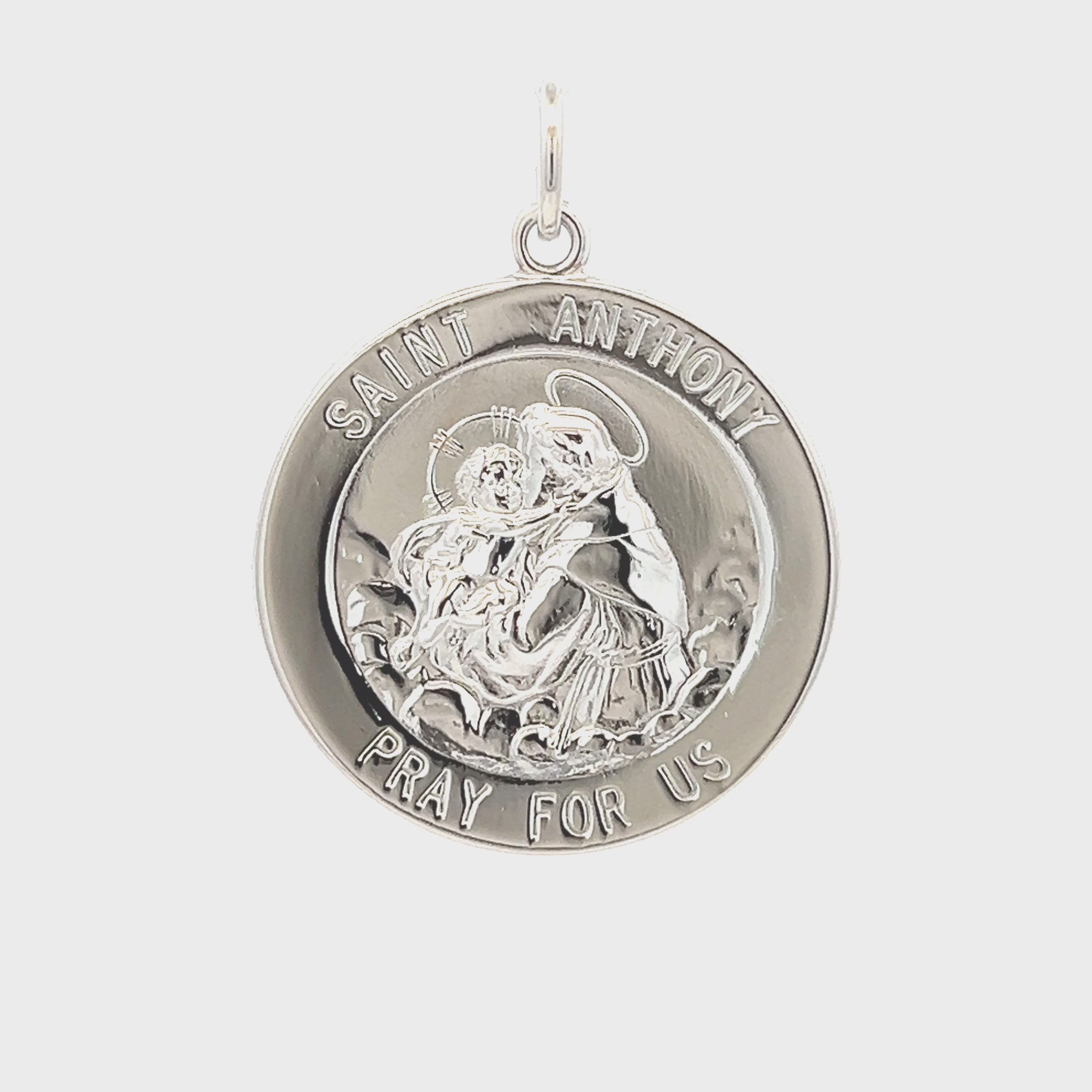 925 Bright Silver Saint Anthony Medal XL L M S