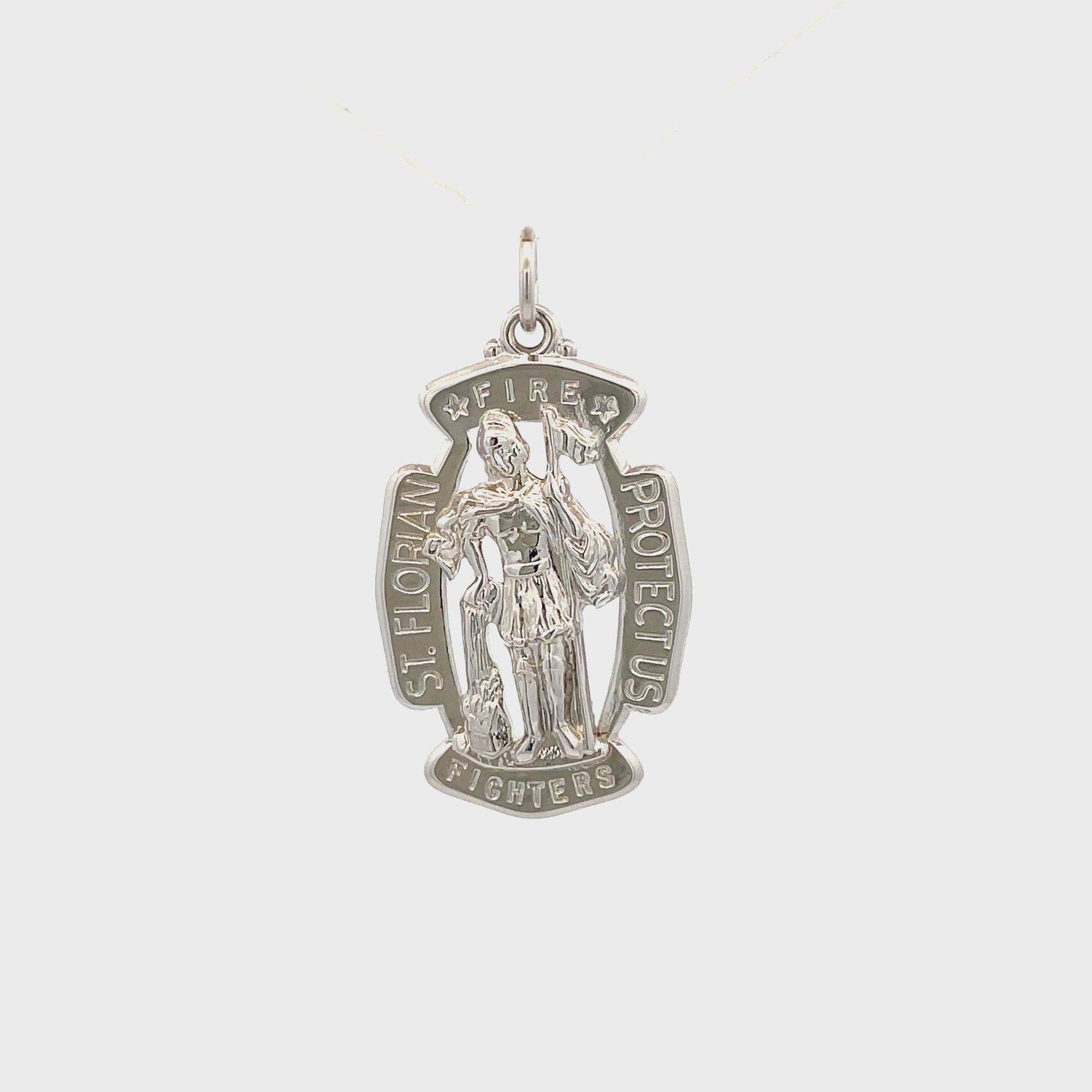 925 Bright Silver Saint Florian Badge