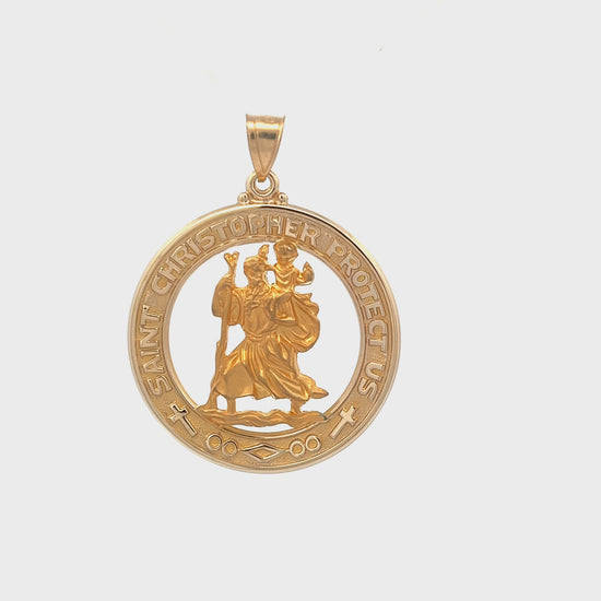 14K Yellow Gold Saint Christopher Medal XL