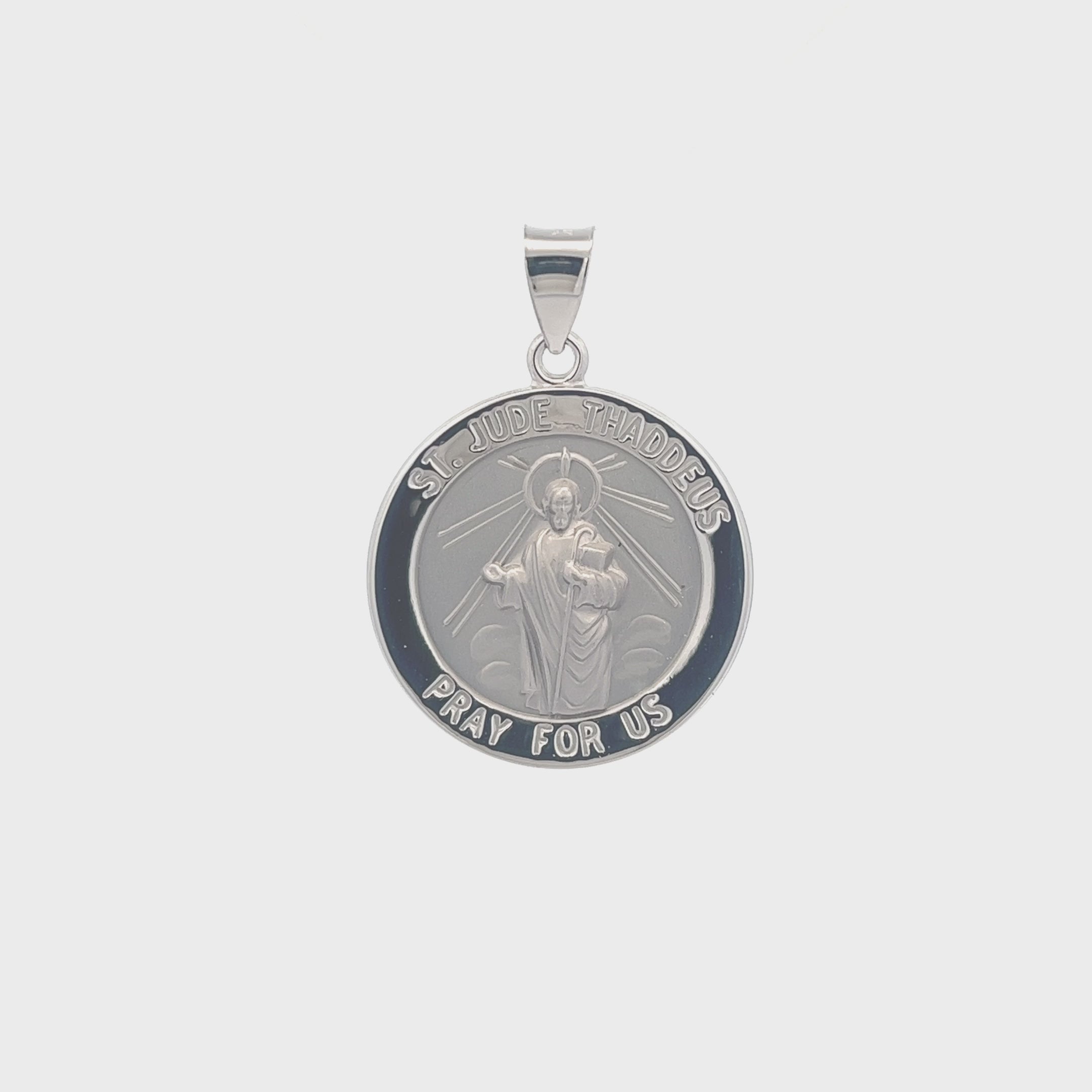 14K White Gold Saint Jude Medal L M S