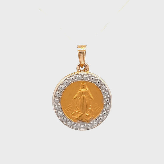 14K Yellow Gold Miraculous Virgin Mary Medal S