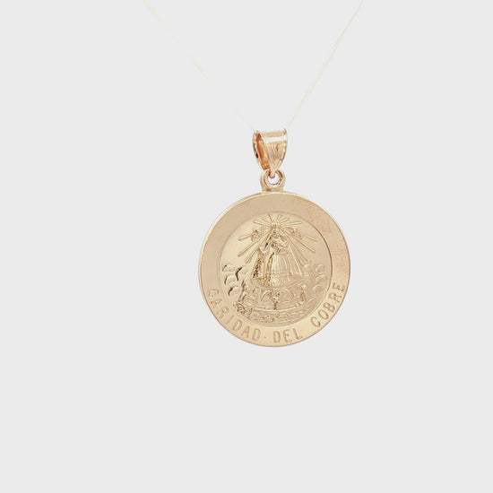 Solid 14K Double Bonded Gold Caridad Del Cobre pendant medal pendant only image size L (size of Nickel) M (size of Dime) video