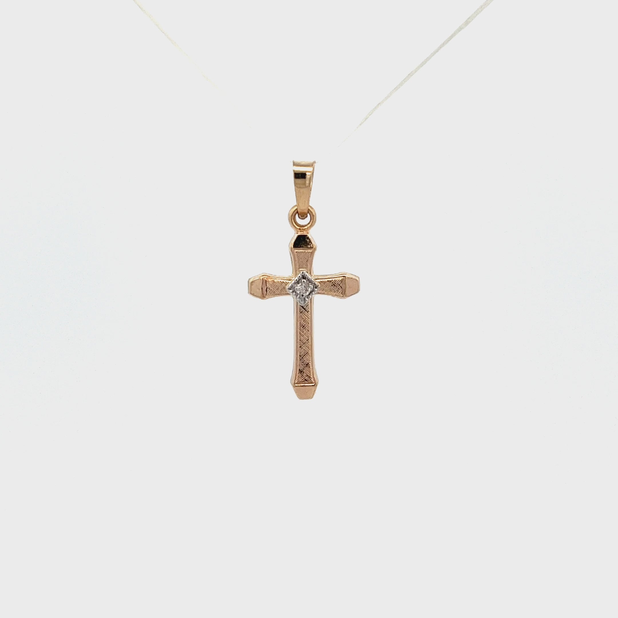 14K Yellow Gold XS Diamond Cross