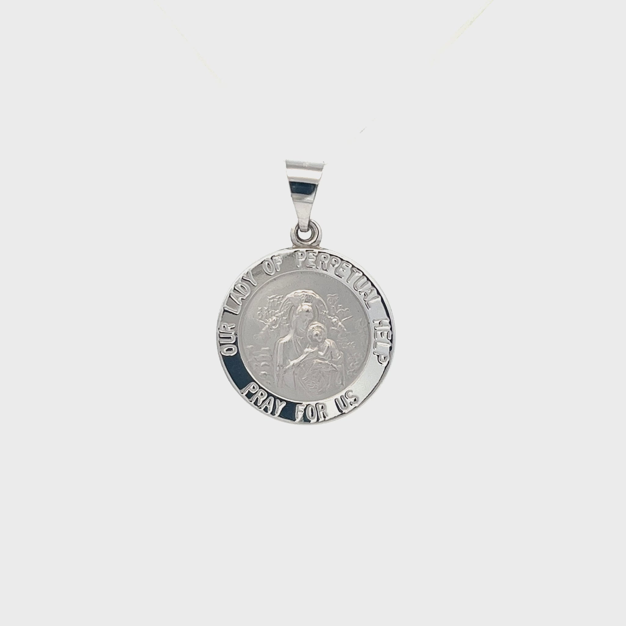 14K White Gold Perpetual Help Medal M S