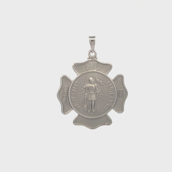 14K White Gold Saint Florian Badge L S