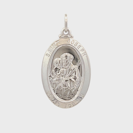 925 Bright Silver Saint Joseph Medal L M S