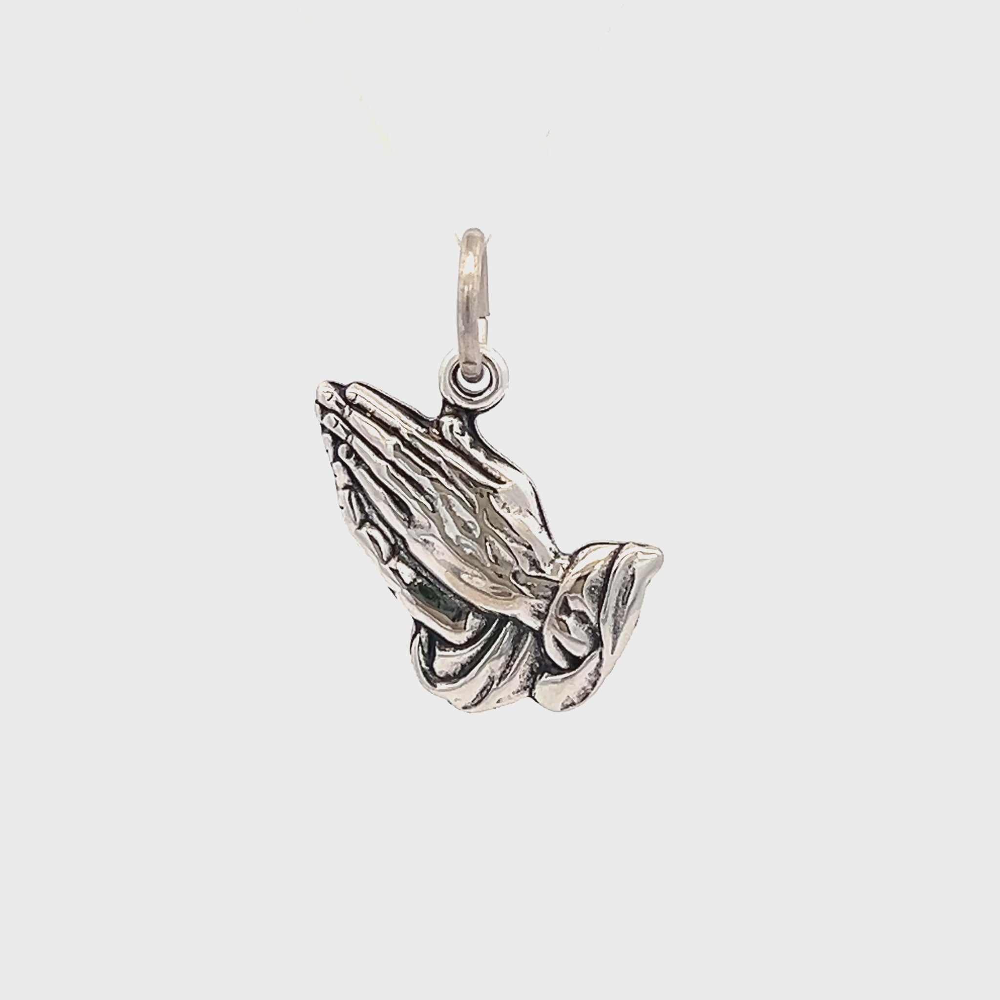 925 Antiqued Silver Praying Hands Charm L M