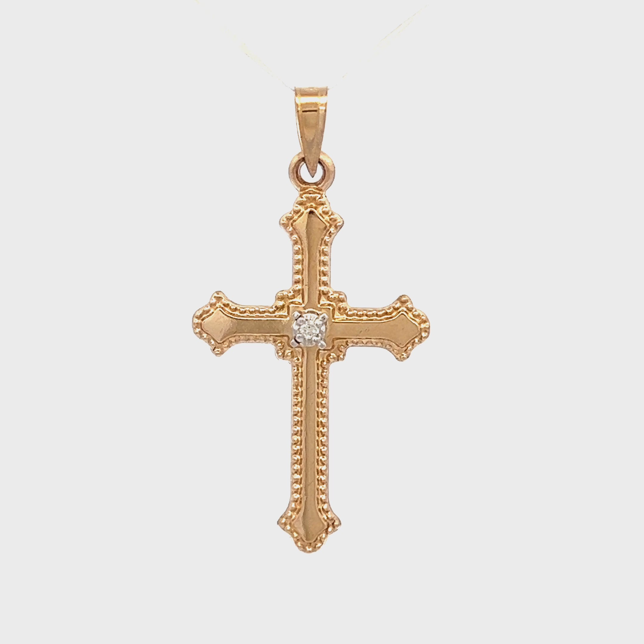 14K Yellow Gold Diamond Cross M S