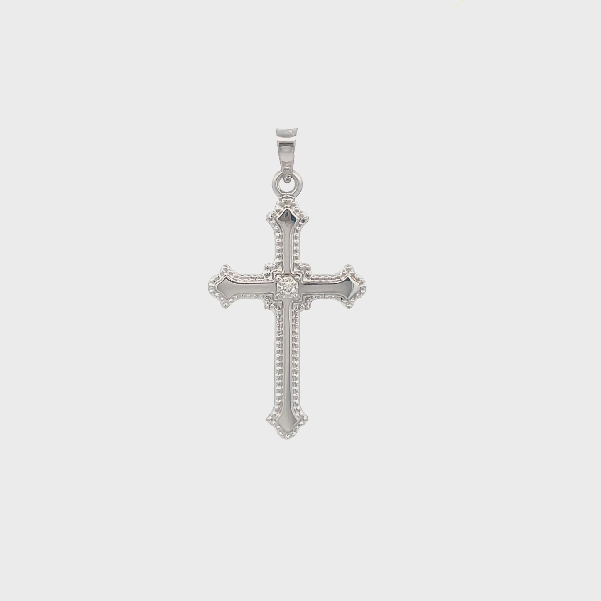 14K White Gold Diamond Cross M S