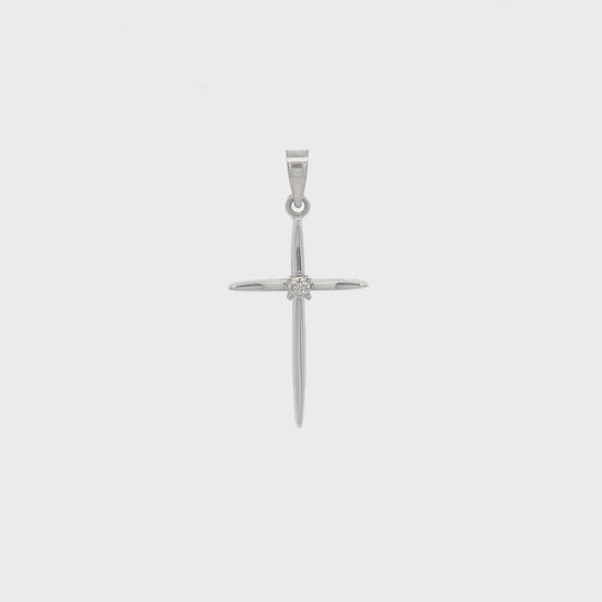 14K White Gold S Diamond Cross