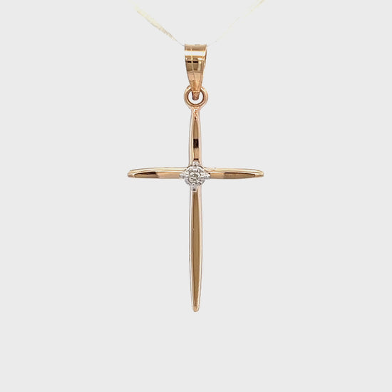 14K Yellow Gold Diamond Cross S