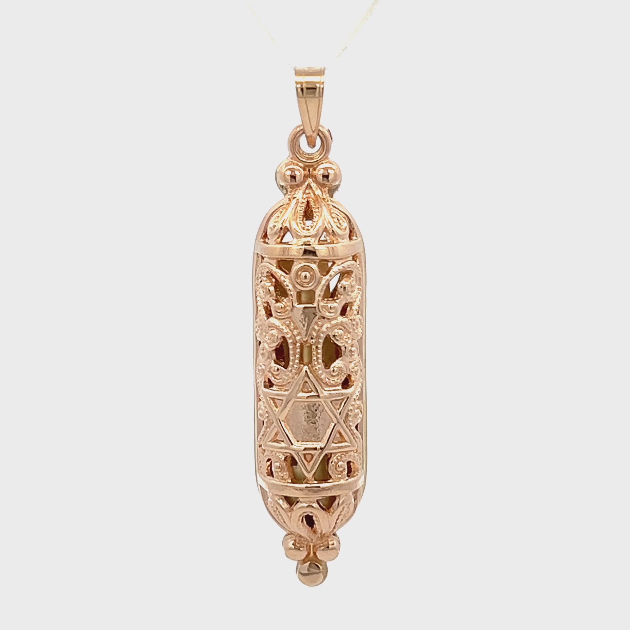 14K Yellow Gold Mezuzah Pendant L