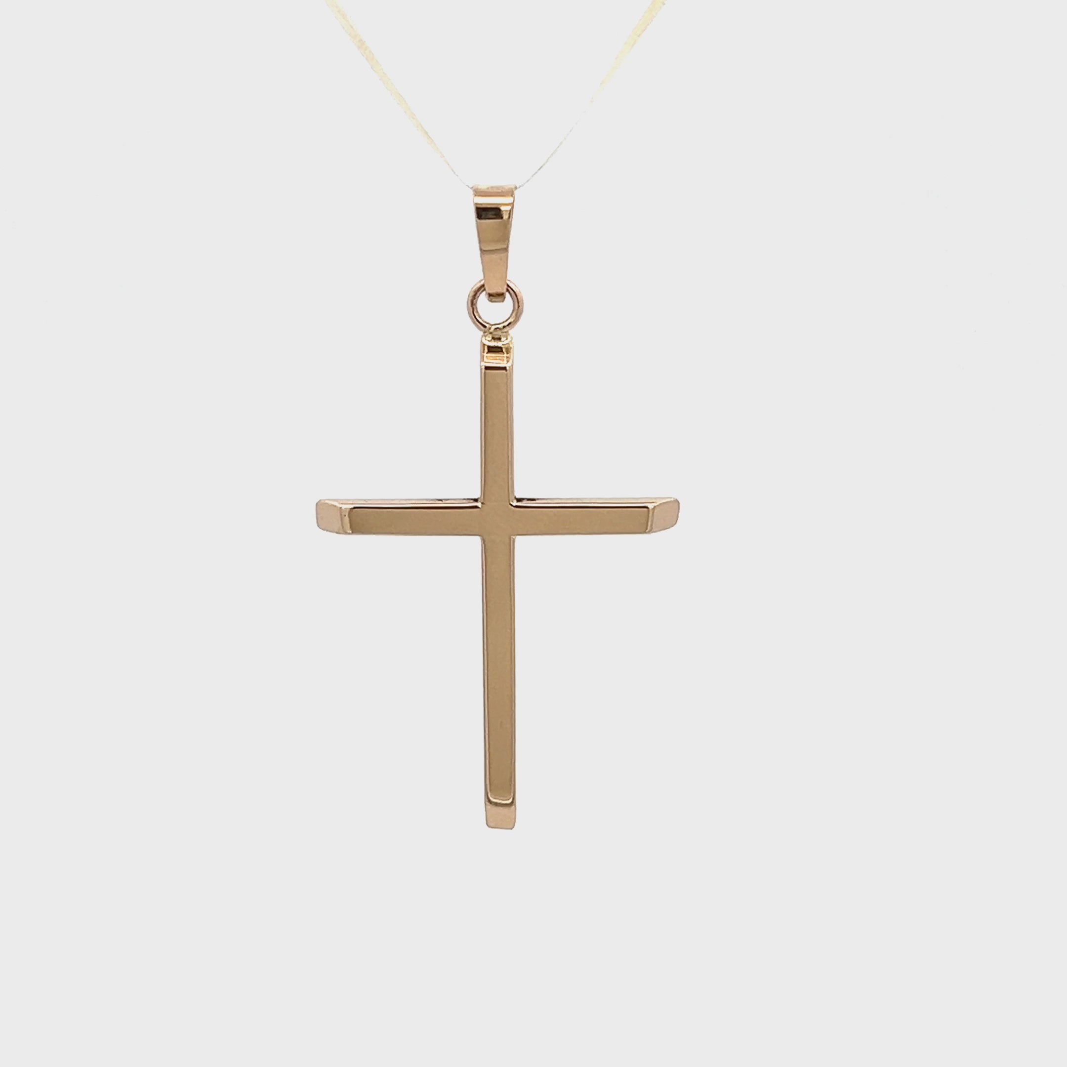 14K Yellow Gold Slim Minimalist Cross Pendant L Video