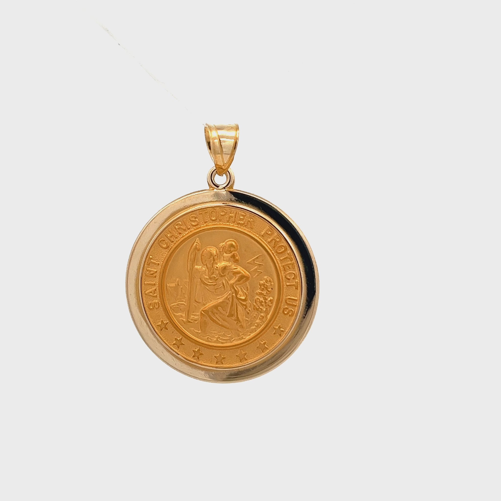 14K Yellow Gold Saint Christopher Medal L