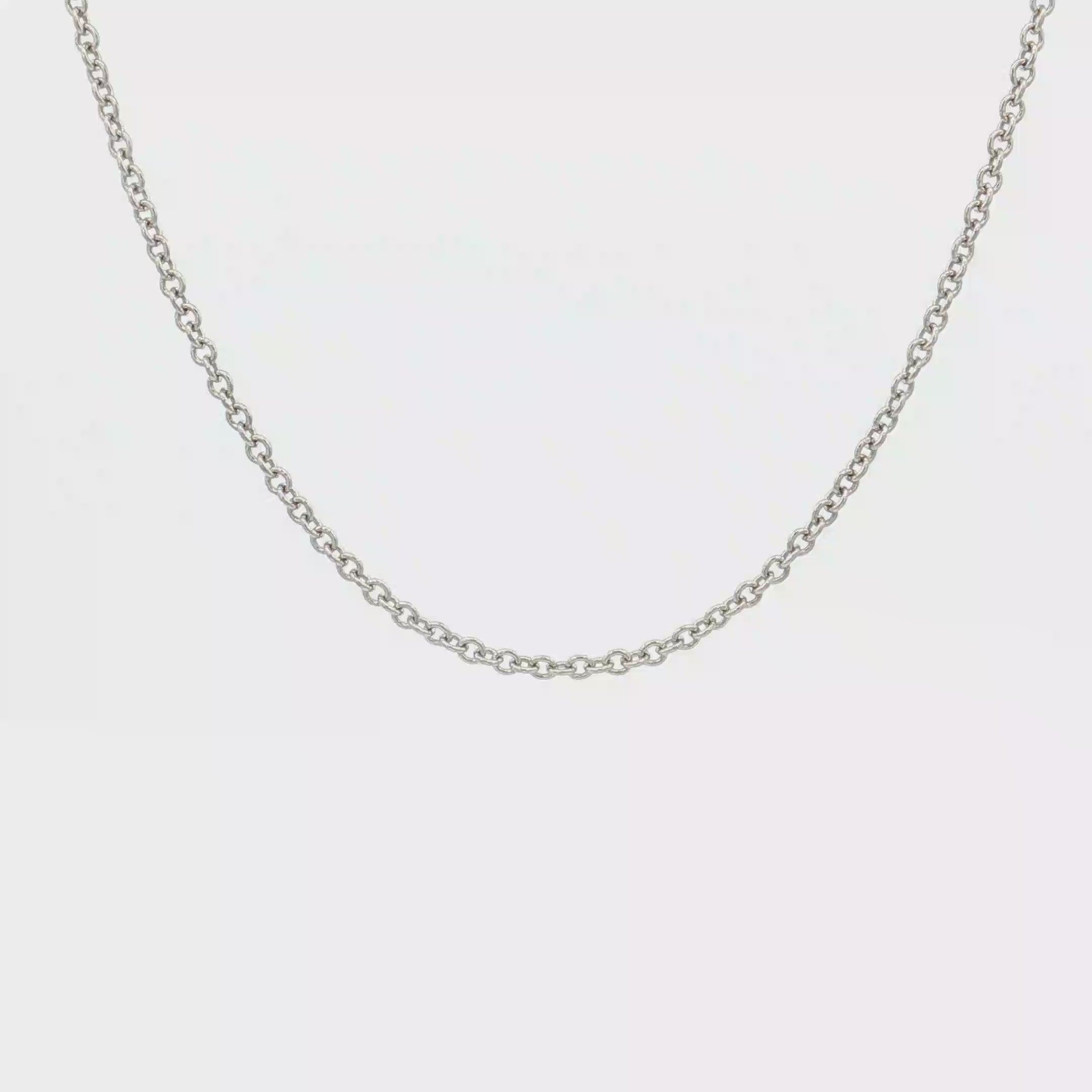 Solid 14K White Gold Chain 20-22" adjustable cable chain 3.33 grams video