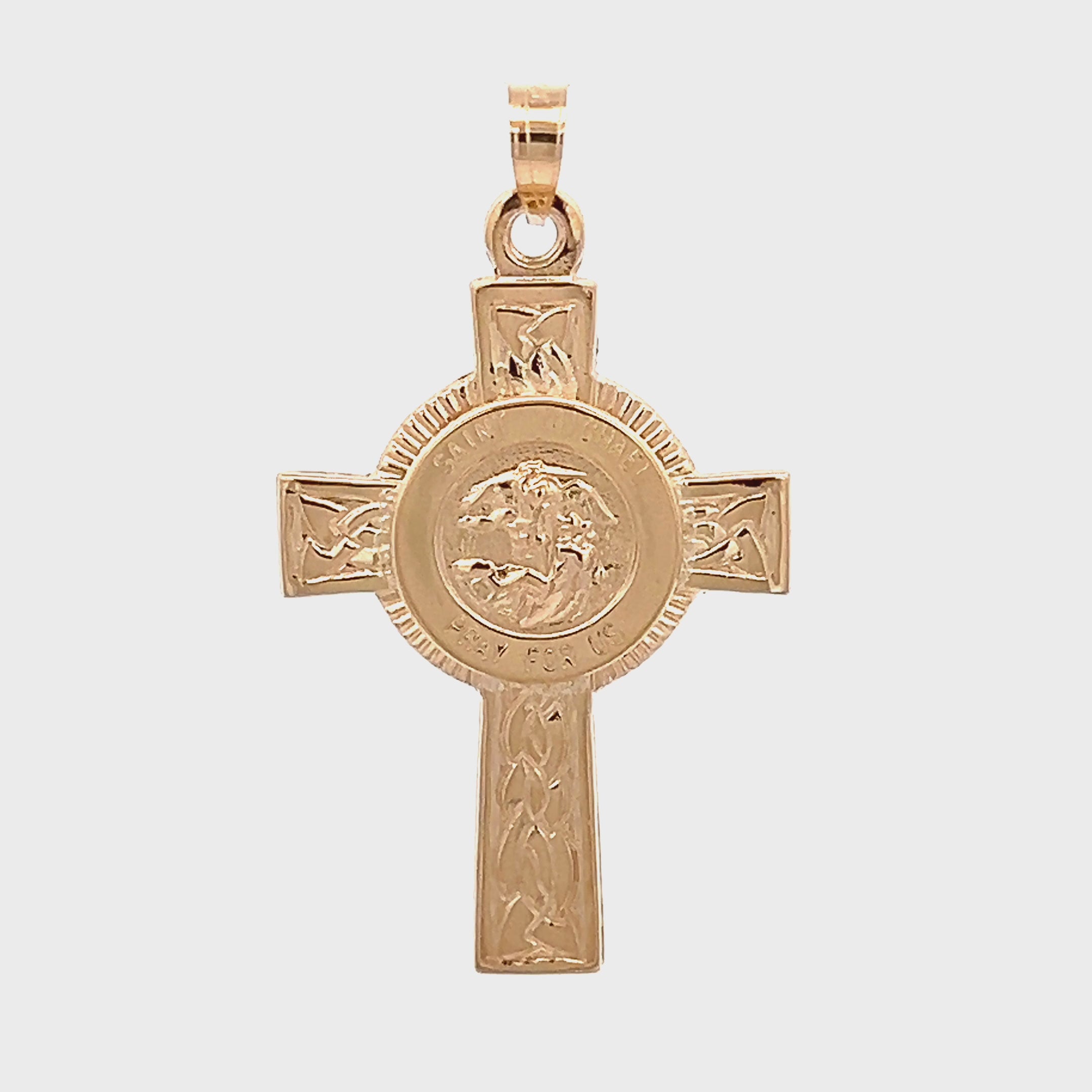 14k Solid Gold St. Michael The Archangel Pendant – Large 2.5" Italian Made