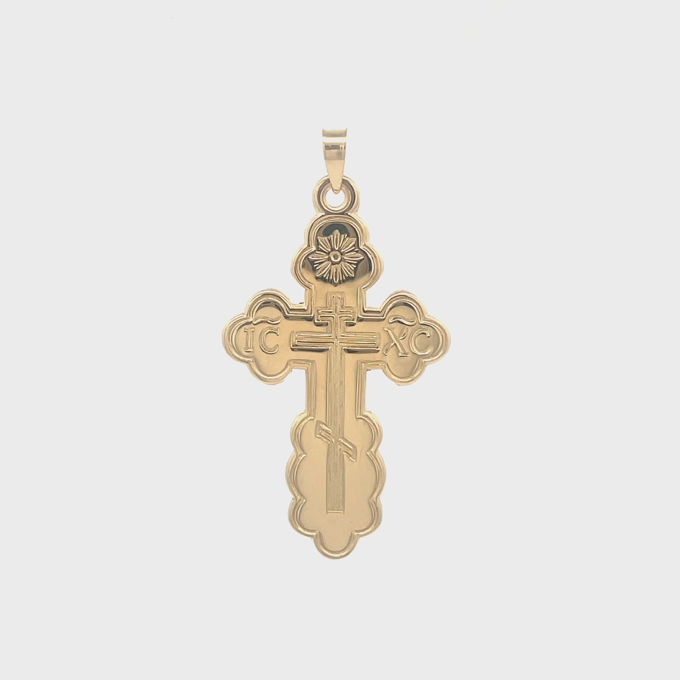 14K Yellow Gold Orthodox Cross XXL L M S