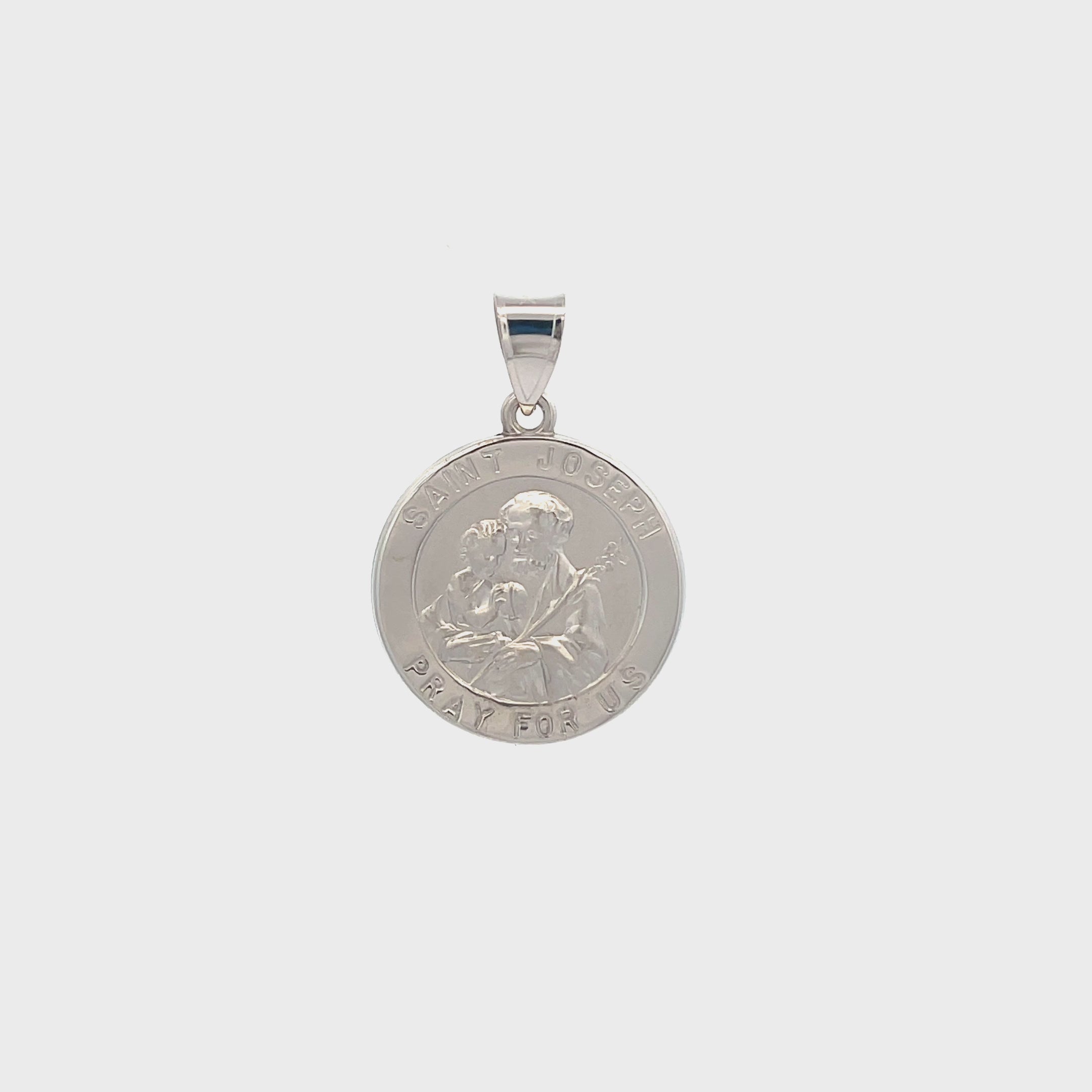 14K White Gold Saint Joseph Medal M