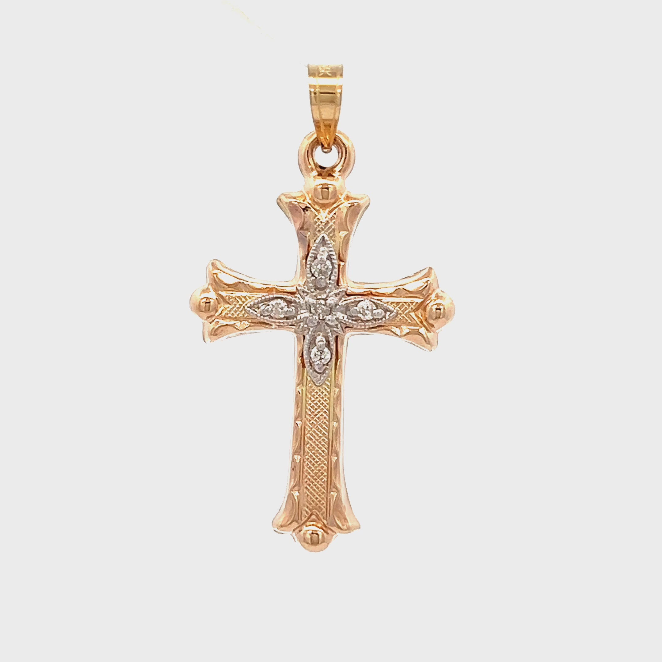 14K Yellow Gold 5 Diamond Cross M