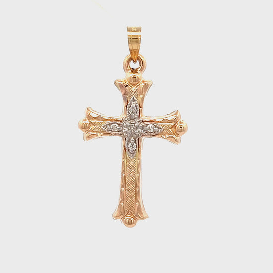 14K Yellow Gold 5 Diamond Cross M