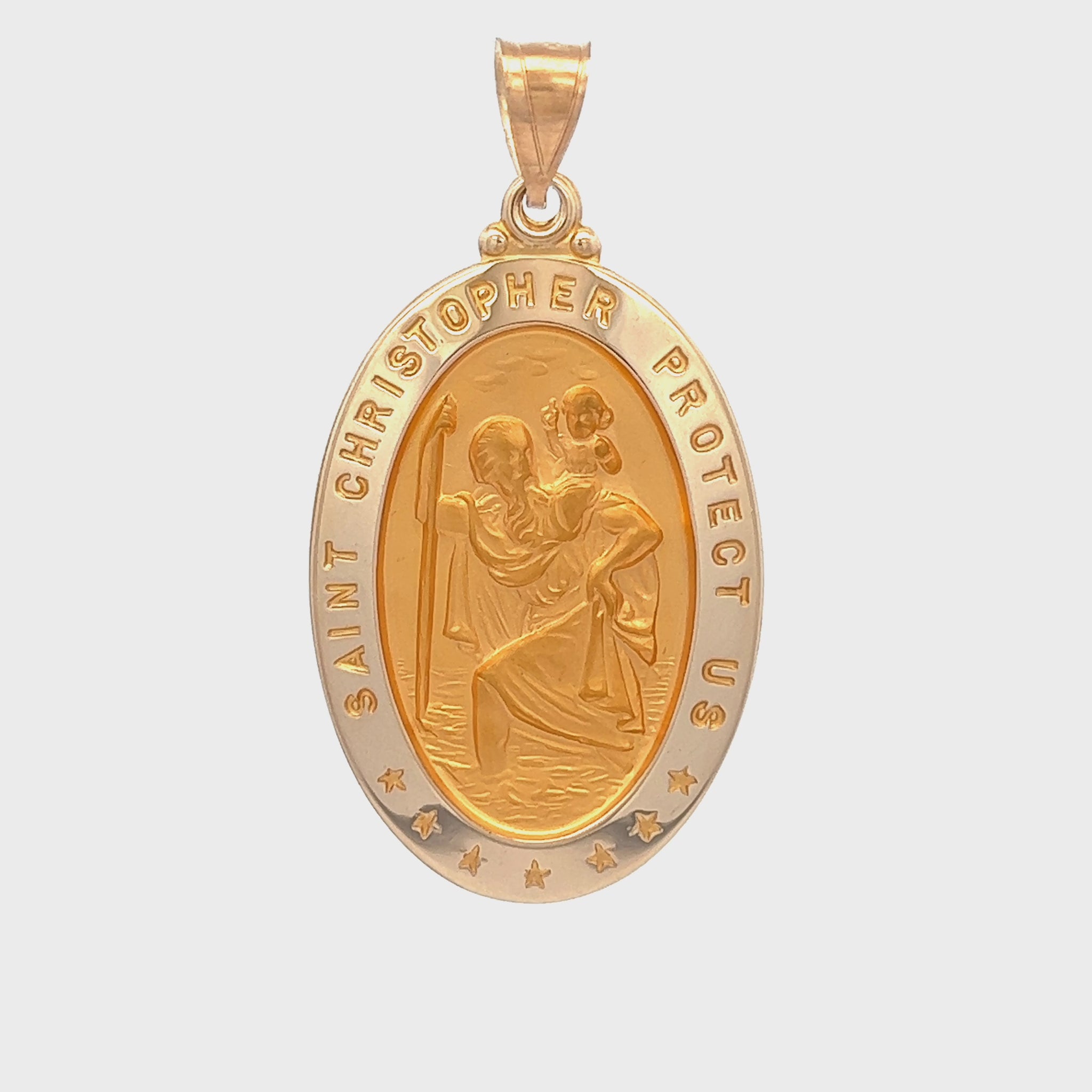 14K Yellow Gold Saint Christopher Medal XL L M S