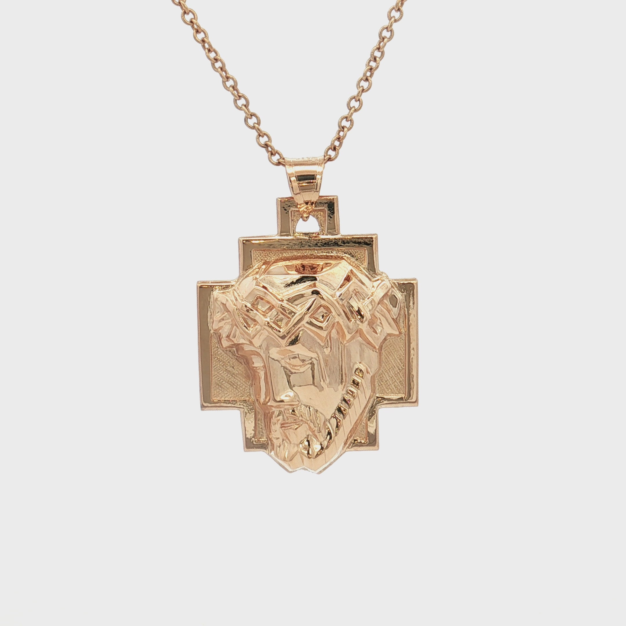Solid 14K Double Bonded Gold L Shiny Christ Head pendant only video