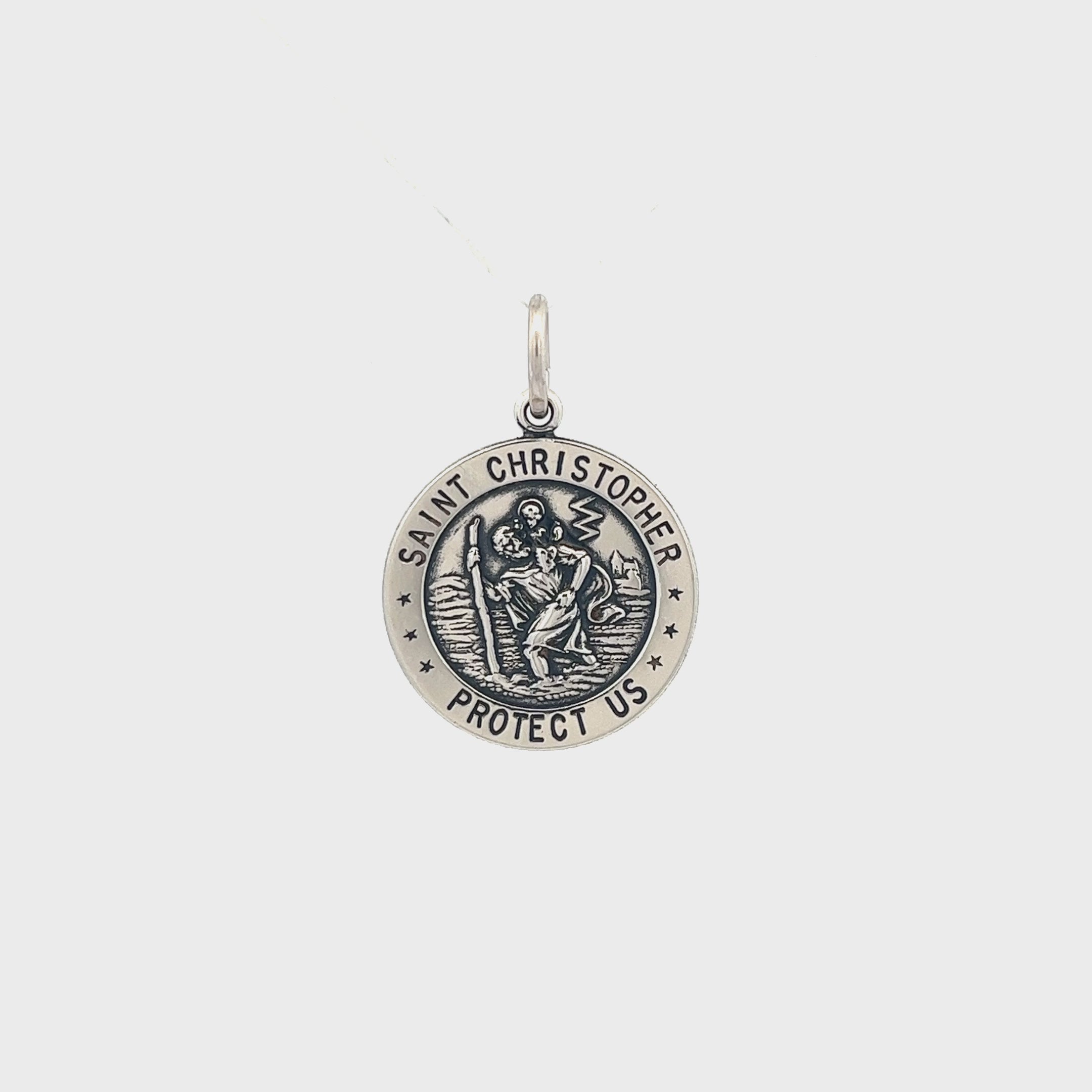 925 Antiqued Silver Saint Christopher Medal XL L M