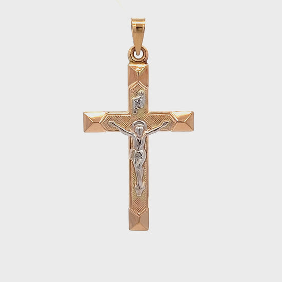 14K Two Tone Gold Crucifix L M S XS