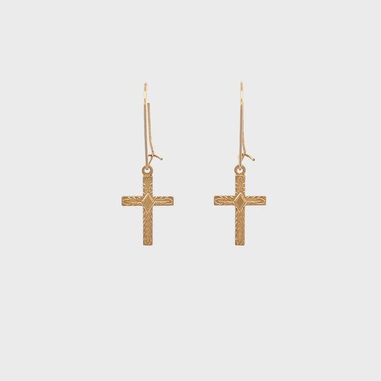 14K Yellow Gold S Cross Earrings