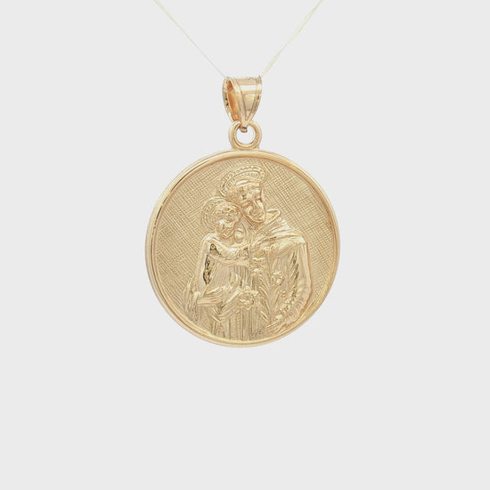 Solid 14K Double Bonded Gold Saint Anthony pendant medal pendant only image size XL (1") XS (1/2") video