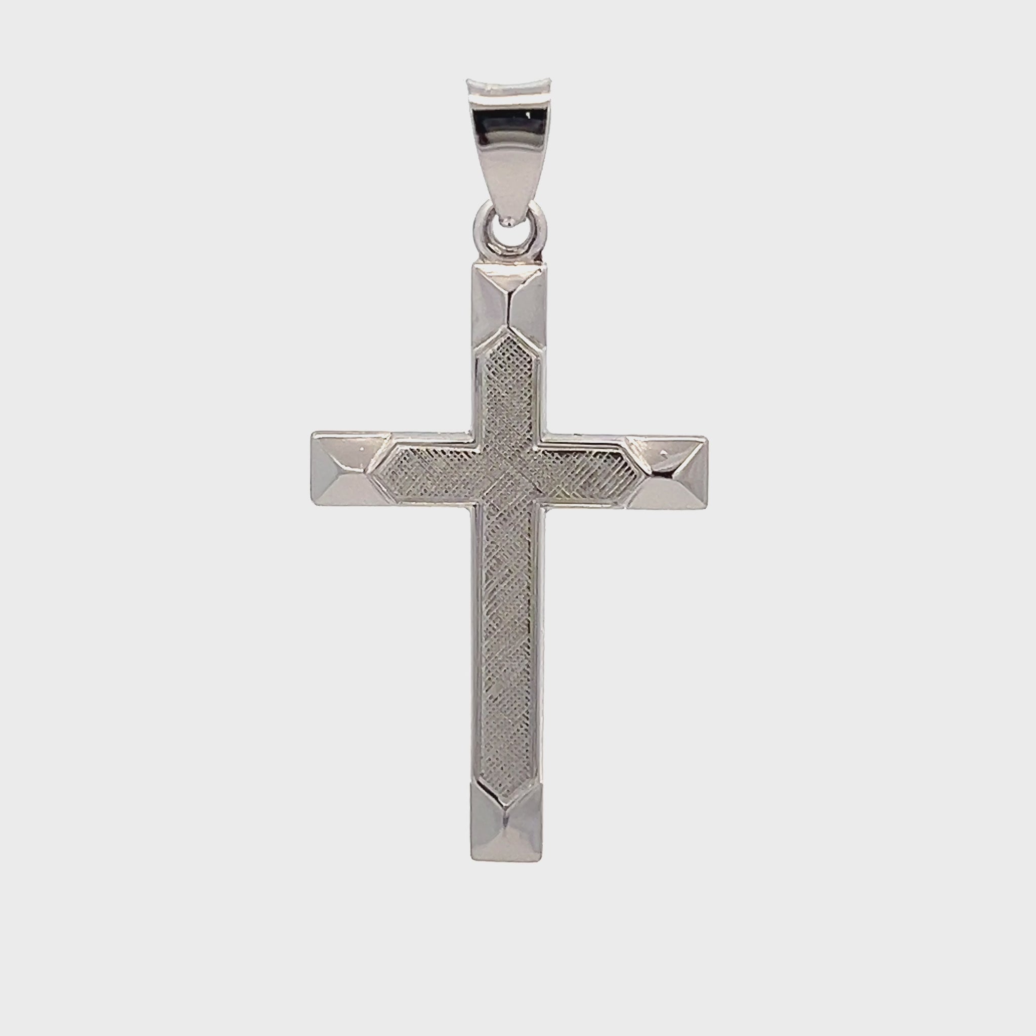 925 Bright Silver Textured Cross L M S XS