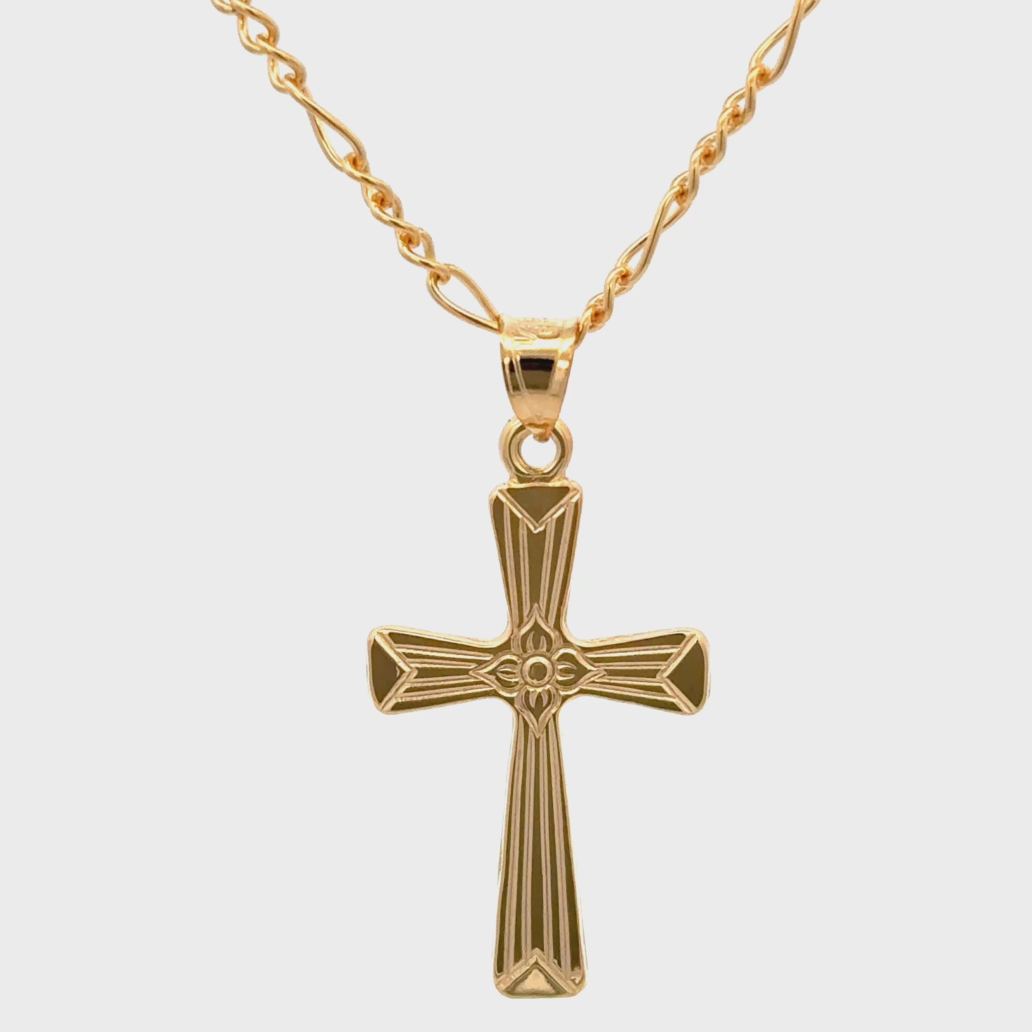 14K Double Bonded Gold flower cross pendant on a chain video pendant only M S