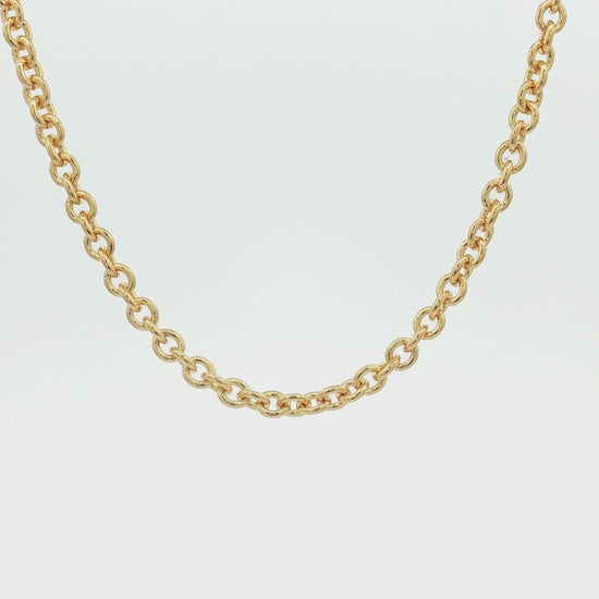 Solid 14K Double Bonded Gold 3.3mm Cable chain with Lobster clasp available in Length 16" 18" 20" video