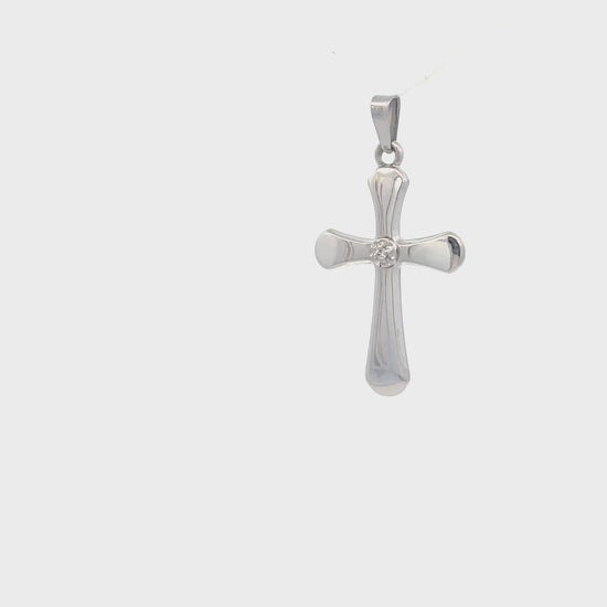 14K White Gold Diamond Cross M S XS