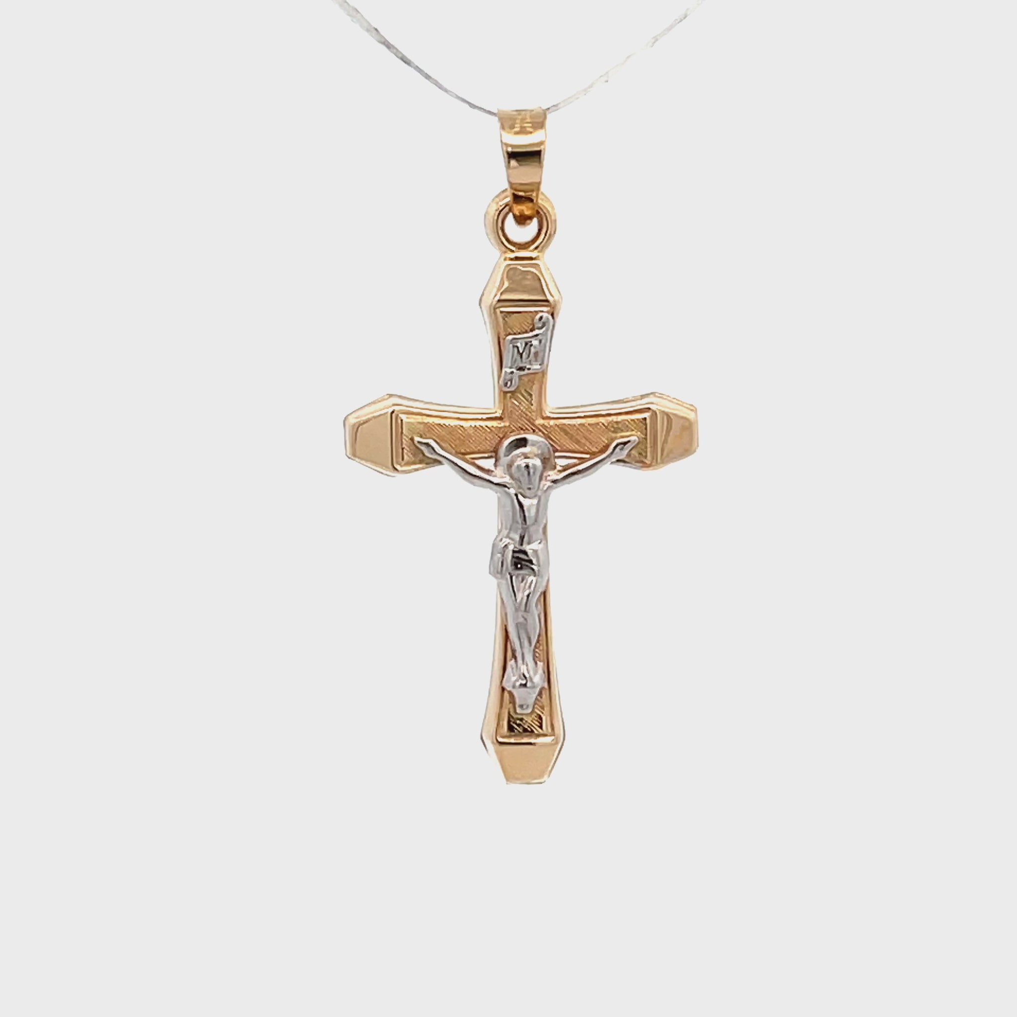 14K Two Tone Gold Crucifix M S XS