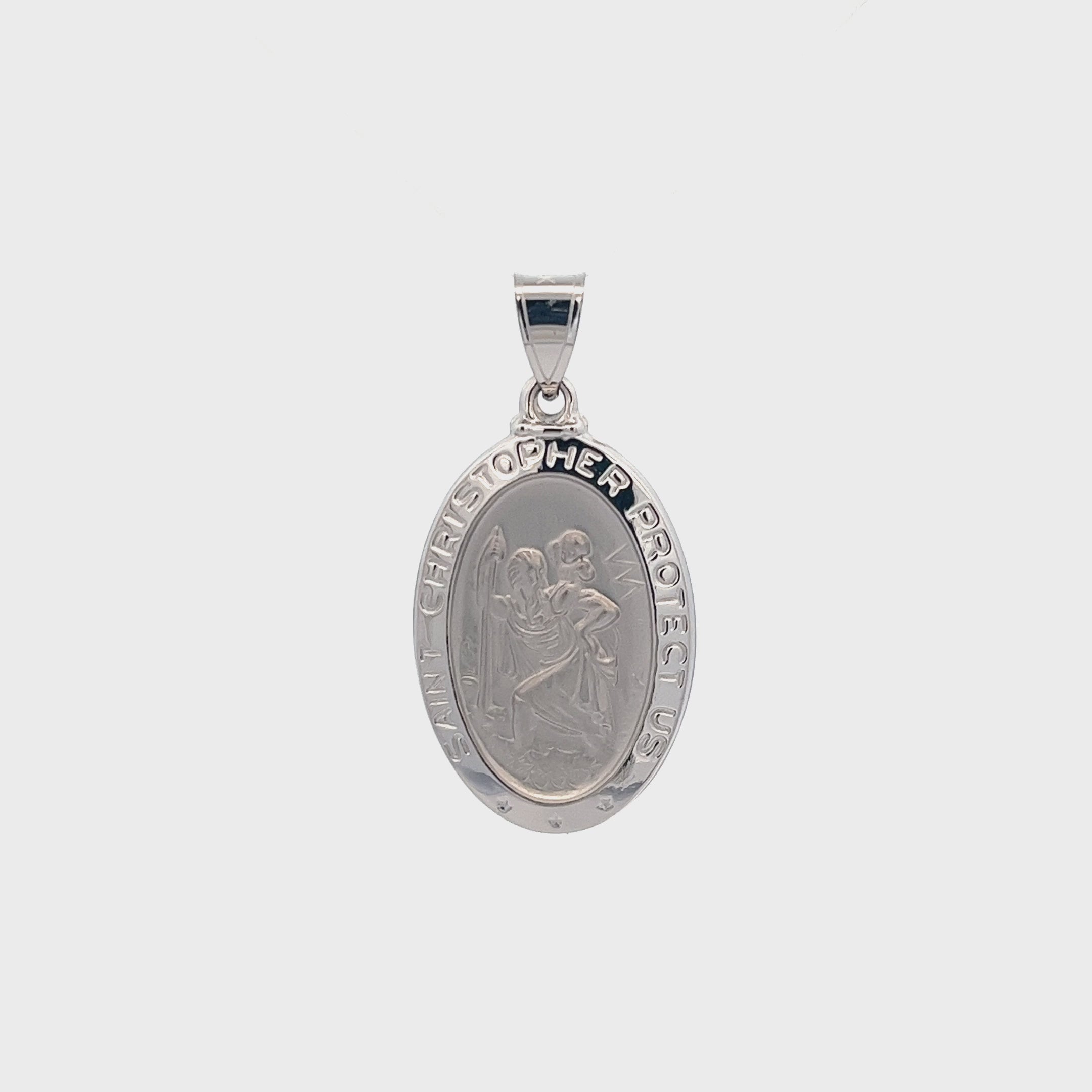 14K White Gold Saint Christopher Medal XL L M S