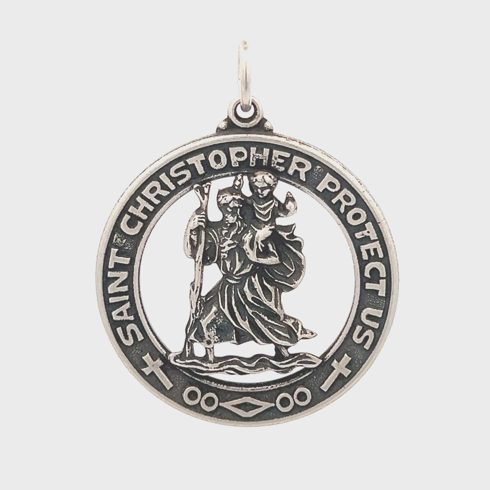 925 Antiqued Silver Saint Christopher Medal XL