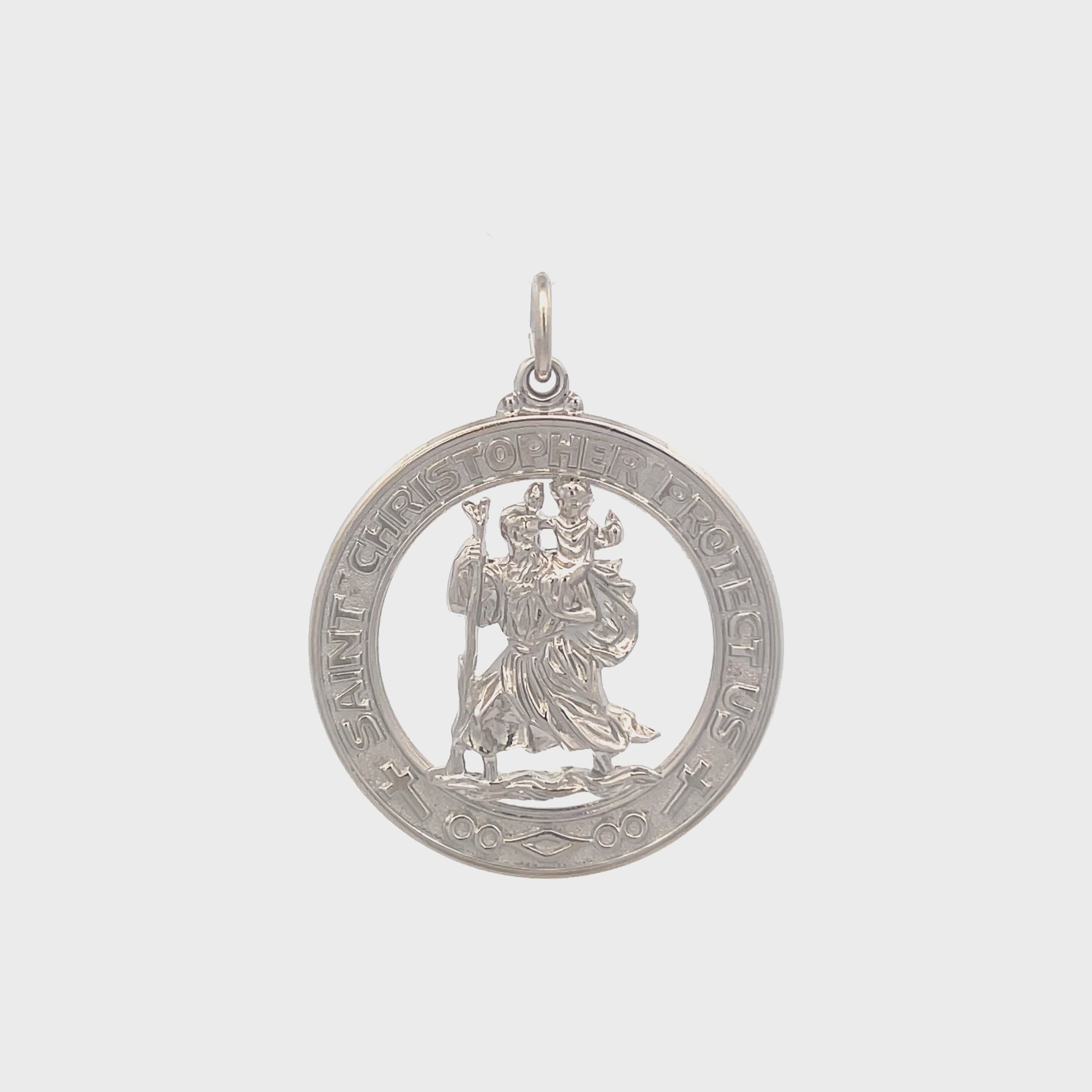 925 Bright Silver Saint Christopher Medal XL