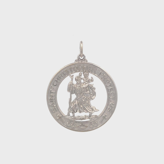 925 Bright Silver Saint Christopher Medal XL