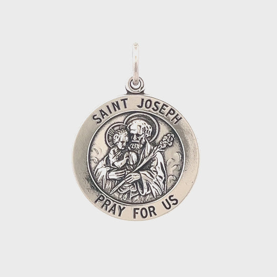 925 Antiqued Silver Saint Joseph Medal XL L M S