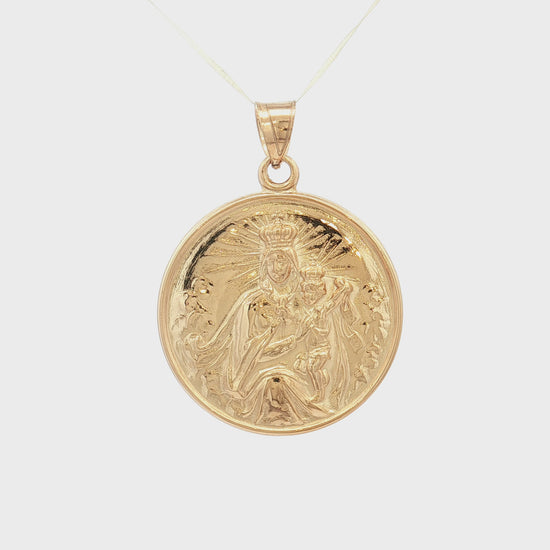 Solid 14K Double Bonded Gold Our Lady of Mount Carmel pendant medal pendant only image size XL (1") XS (1/2") video