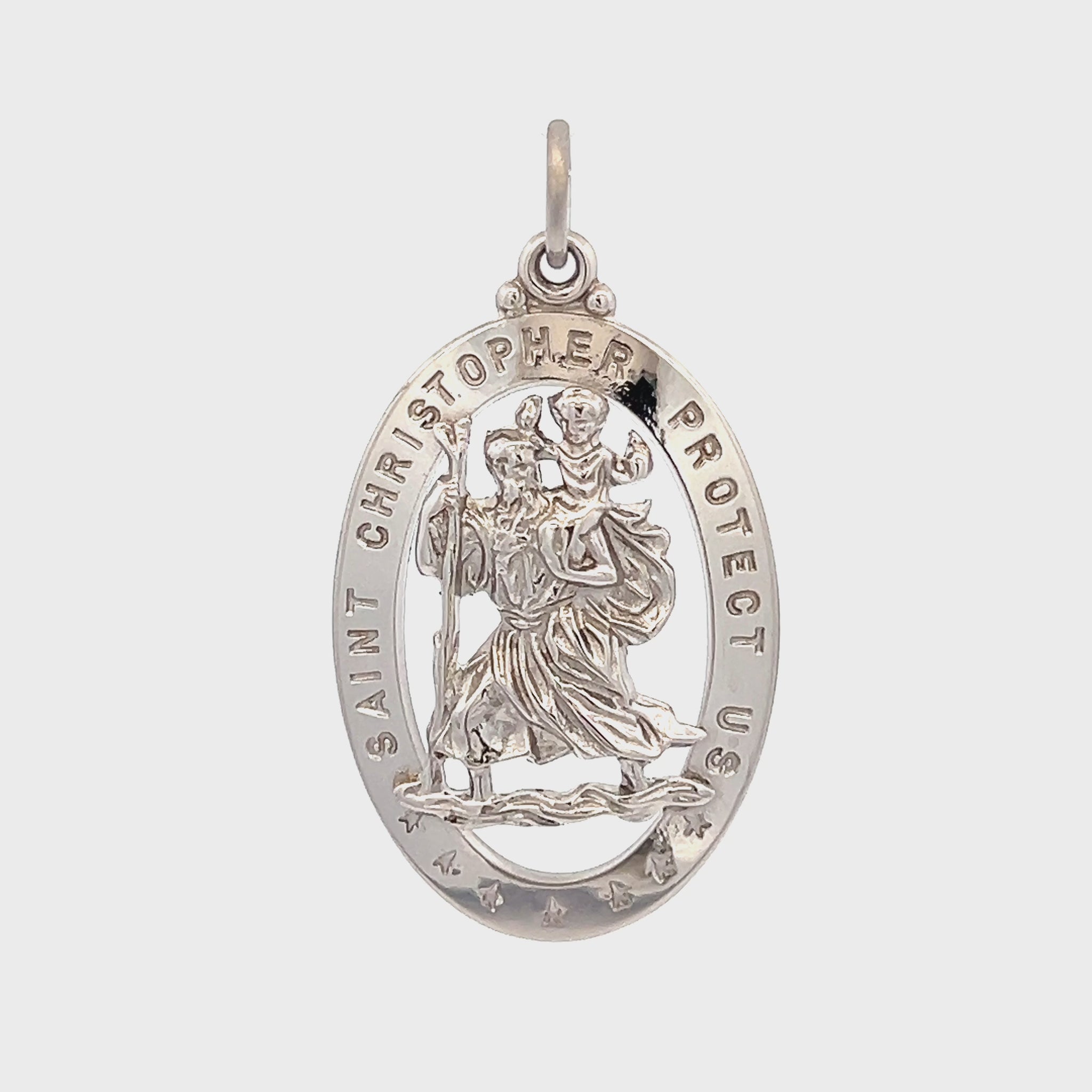 925 Bright Silver Saint Christopher Medal XL