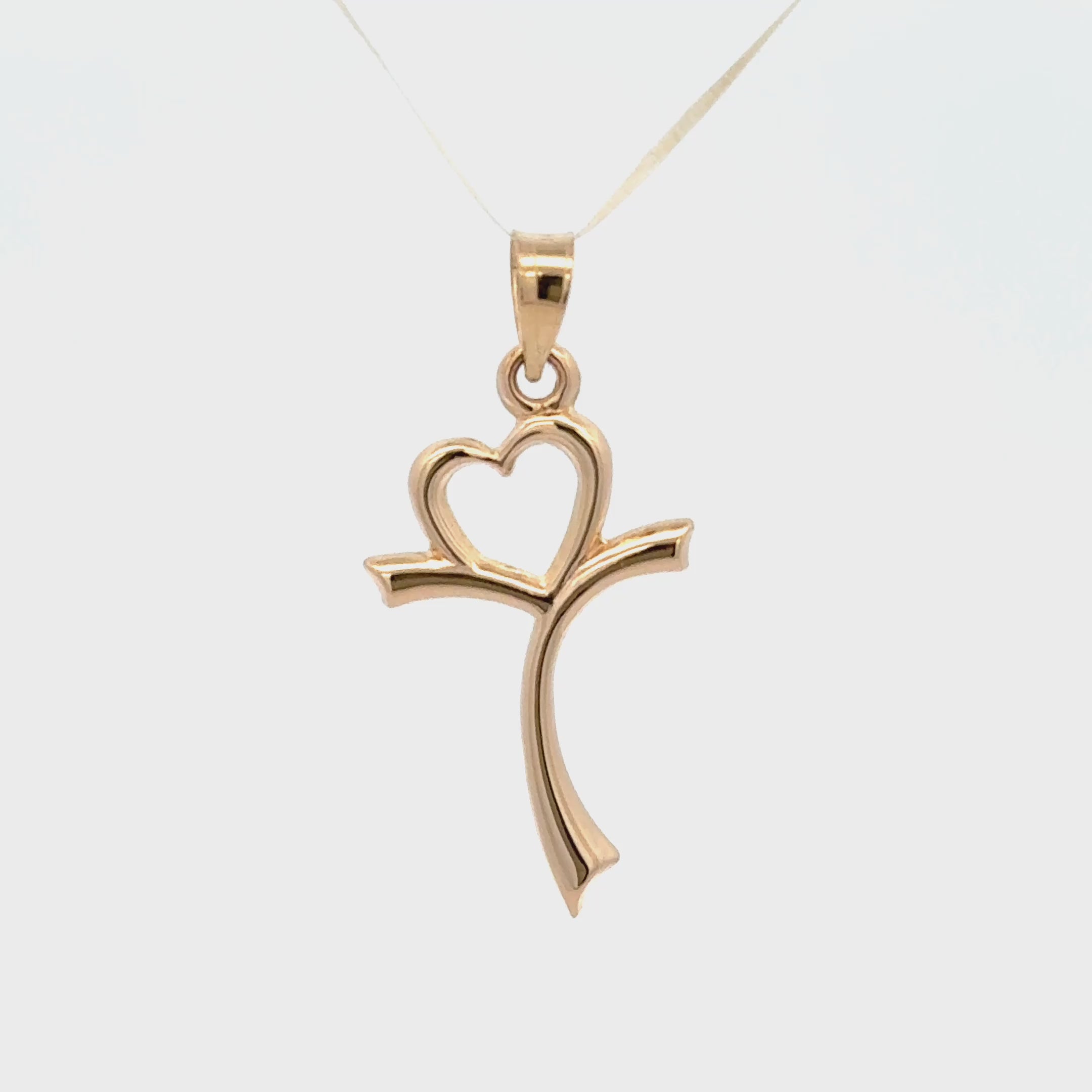 14K YELLOW GOLD HEART CROSS