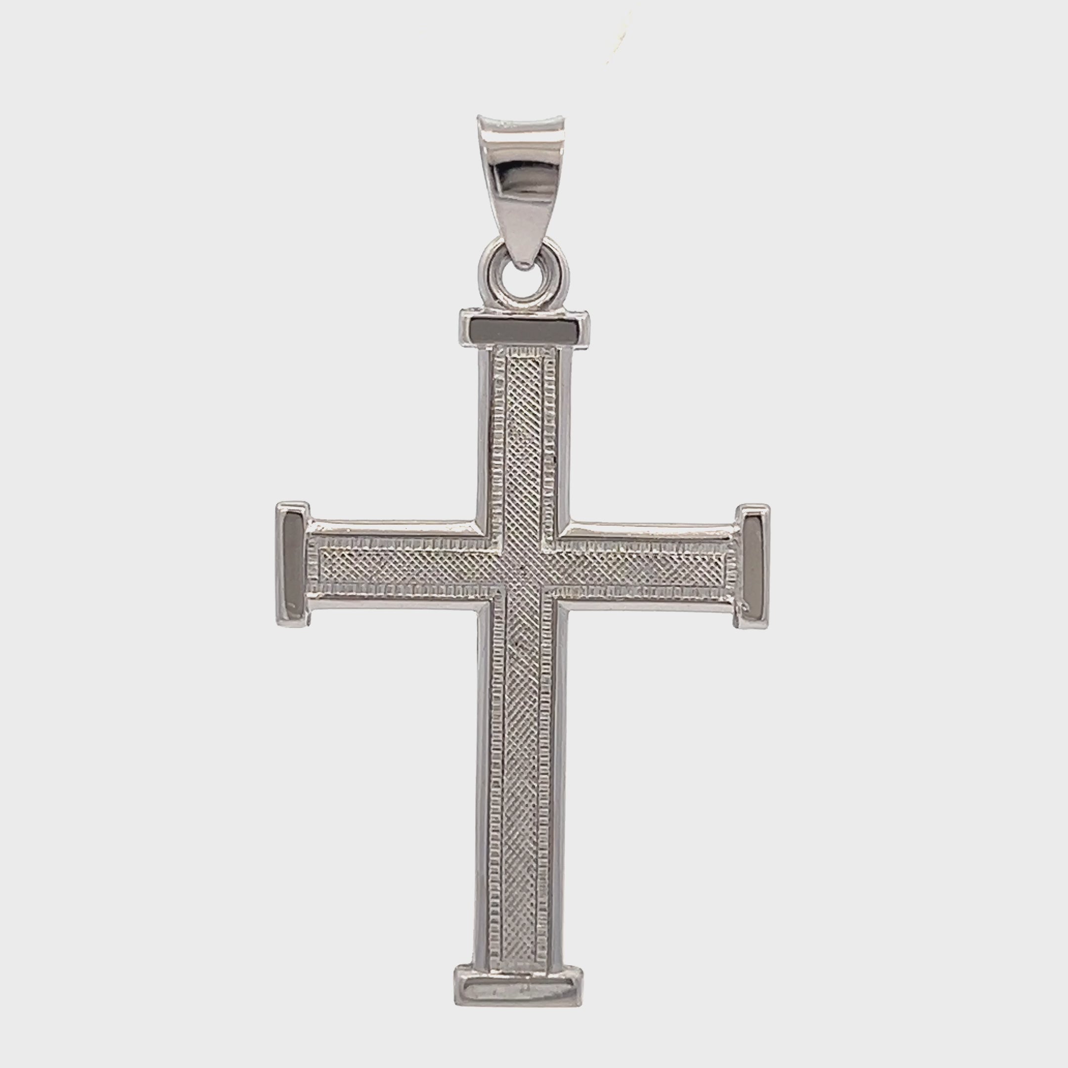 925 Bright Silver Textured Cross L M S