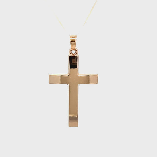 14K Yellow Gold M Simple Plain Cross Pendant video