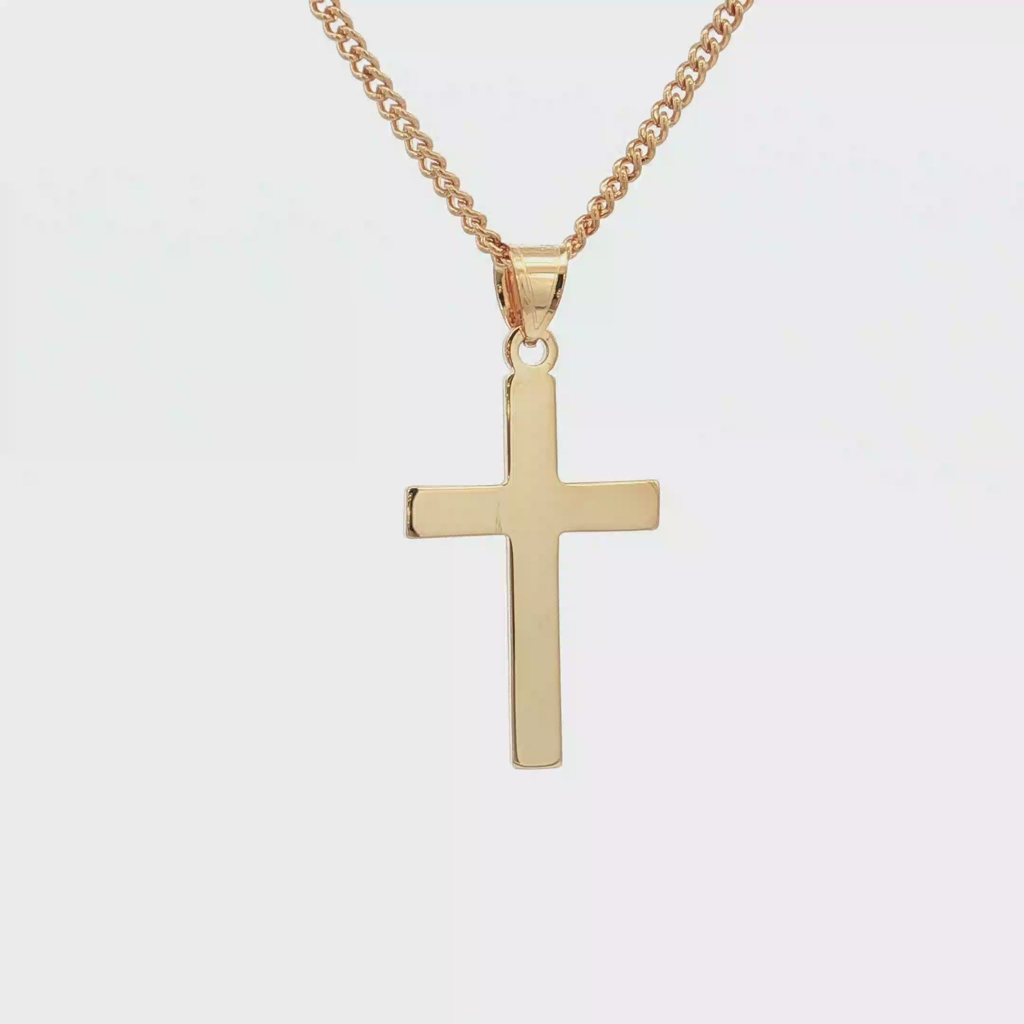 Solid 14K Double Bonded Gold Timeless Simple Plain Polished Cross Pendant Only XXL M S video