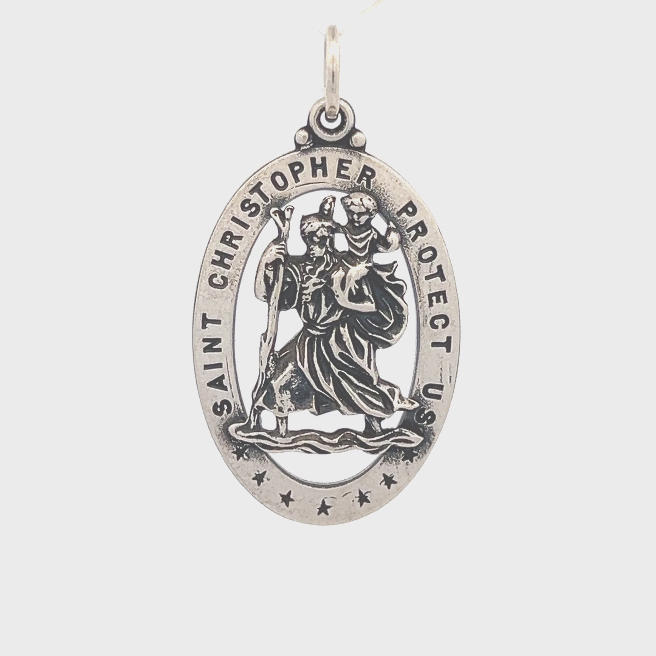 925 Antiqued Silver Saint Christopher Medal XL