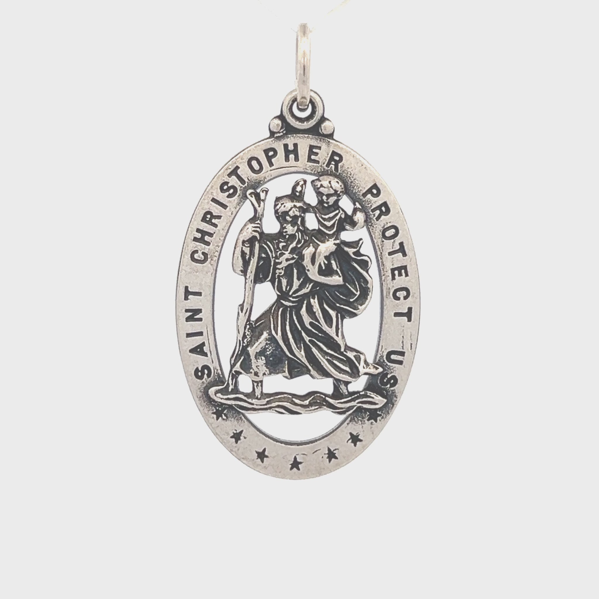 925 Antiqued Silver Saint Christopher Medal XL